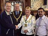 'The Mayor, Cllr Jean Hornby with husband Barry, Imtiaz Ahmed and Simon Danczuk