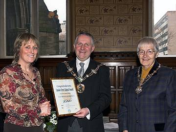 Sharon Snook, Sunny Brow Nursery, Mayor, Councillor Ashley Dearnley and Mayoress, Beryl Wright