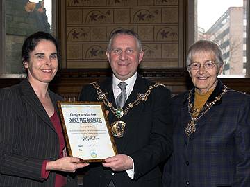 Rochdale Online Managing Director, Pauline Journeaux, Mayor, Councillor Ashley Dearnley and Mayoress, Beryl Wright