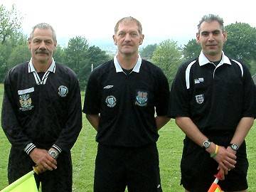 Match officials: (l-r) Frank Bergin, Peter Chadwick and John Molloy