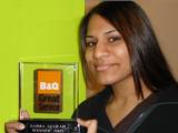 Saima Asarah with her B & Q Great Service Award