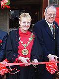 The Mayor of Rochdale, Councillor Jean Hornby performing the ribbon cutting ceremony 