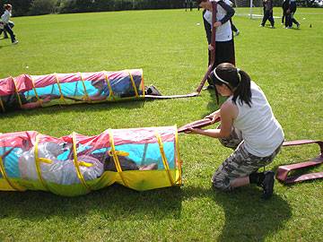 A workshop involving hosepipes with the Fire & Rescue Service