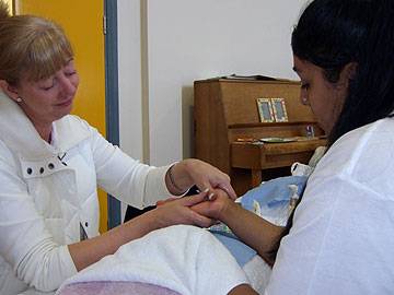 Hand massage on offer for pampering for the adults too