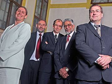 Vicki Devenport, Chief Executive of New Heart for Heywood, Andy Prideaux of Pennine Land, Cllr Colin Lambert, Cllr Mohammad Sharif and John Hudson, Chief Executive of Rochdale Development Agency.