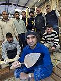 Khalid Mahmood with other trainees at the Building Trades Agency. 