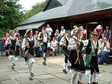 The Littleborough Morris dancers perform outside the Hollingworth Lake visitor centre