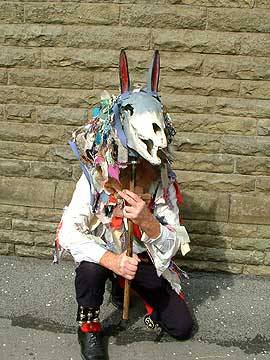 The Morris 'hobby-horse' outside St Barnabas Church, Shore