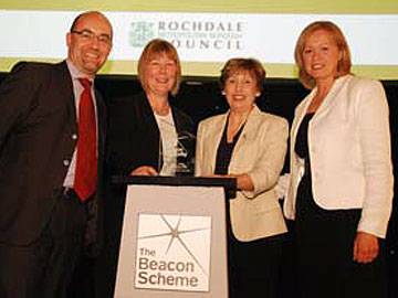 Jim Knight, Minister of State, Department for Education and Skills: Sue Hackett, Rochdale Healthy Schools Manager; Kath Sanderson, Children, Schools and Families Partnerships Manager, Rochdale; and Angela Smith, Parliamentary Under-Secretary of State, Dep