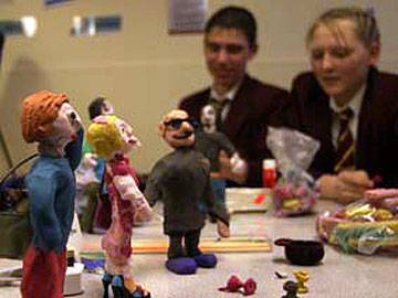 Students of Siddal Moor Sports College with some of the models they created as part of a project on sexual health as part of the Healthy Schools initiative.