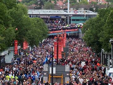 Olympic Way (Wembley Way) with Wembley Park station in the background