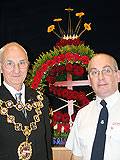 Rochdale Mayor Councillor Peter Evans with Salvation Army Captain Paul Wilson