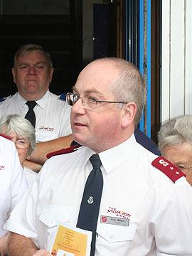 Rochdale Salvation Army Captain Paul Wilson gives his opening speech