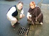 Councillor Dale Mulgrew and Liz Thirsk inspect a gully in their area