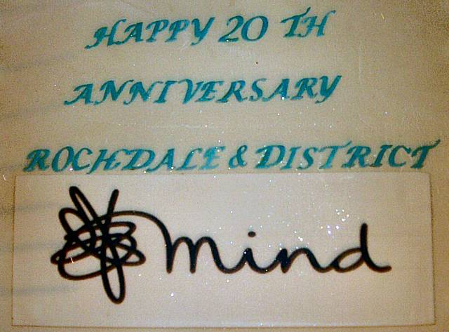 Rochdale Mind's 20th Anniversary cake.