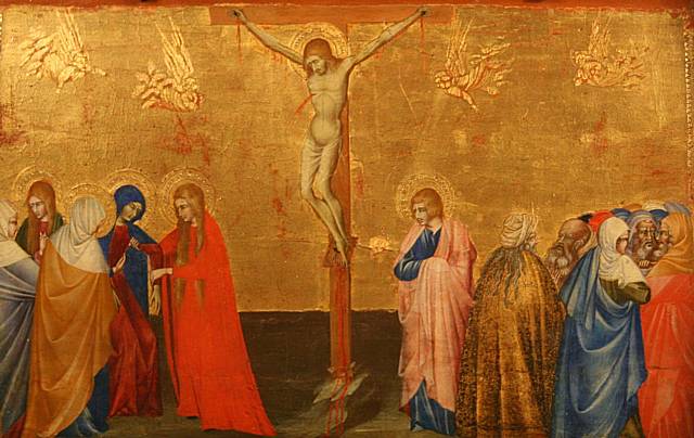 The Crucifixion by Giovanni di Paolo, currently on display at Touchstone's.