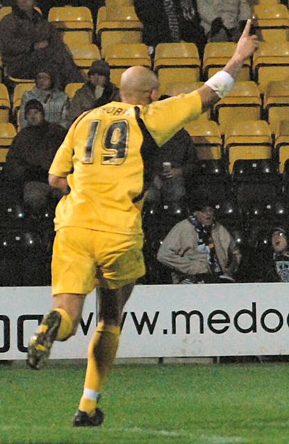 Thorpe wheels away after scoring Dale's equaliser.