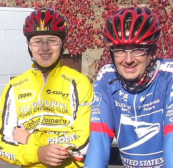 Dan and Gary Eaton relaxing after completing the Lancashire Loop Challenge.