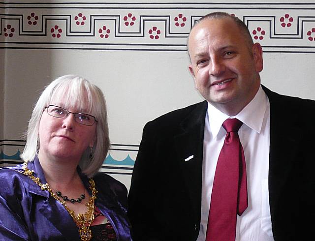 Mayoress Ann Jones with Paul Harrison, the Area Manager of the charity 