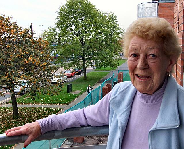 Mary Jepson enjoying the view from her new home in Millbeck Gardens