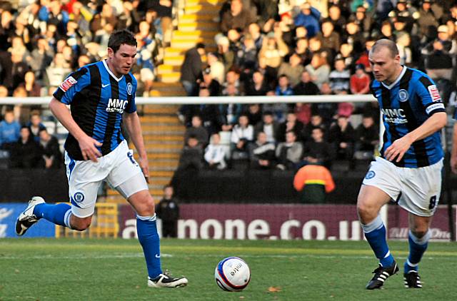 Ciaran Toner and Gary Jones push forward in the Dale midfield.