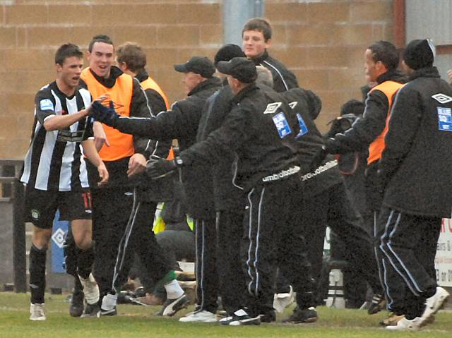 Forest Green celebrate their opener.