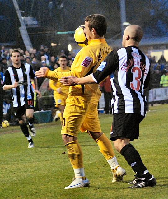 Le Fondre holds up possession.