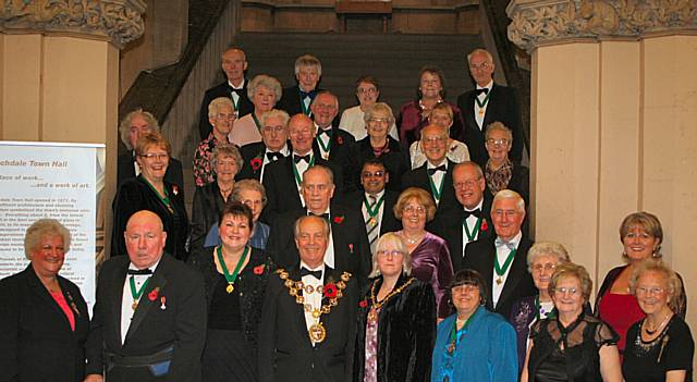 The former mayors of Rochdale at the Town Hall with current Mayor of Rochdale Councillor Robin Parker and Mayoress Ann Jones.