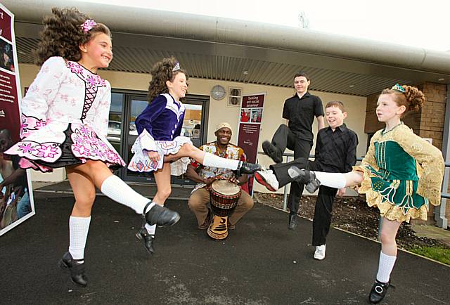 Irish dancing to an African beat - ceilidh dancers and African drummers offer an unusual cultural experience at Bowlee Park Housing's Celebrating Diversity Event.