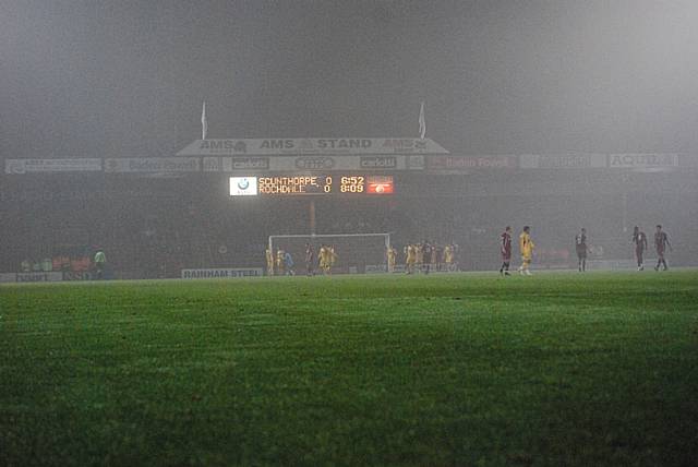 Glanford Park was bathed in thick fog during the first half.