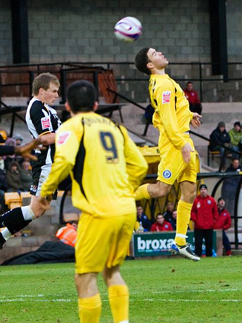 Simon Ramsden flicks the ball on - Port Vale v Rochdale 28-12-08