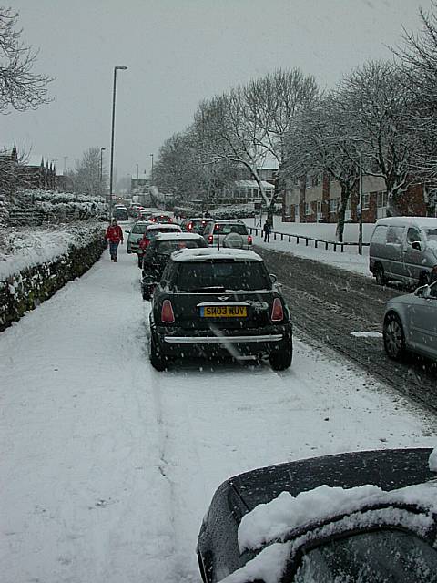 Traffic chaos in Smithy Bridge in December