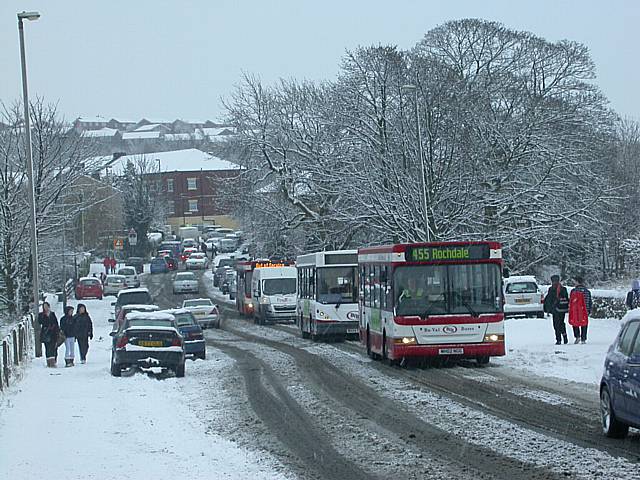 Traffic chaos in Smithy Bridge.