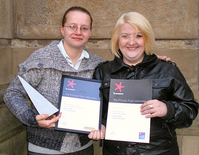 Lisa Daly (left) and Jill Eckersley with their certificates and Lisa's award.