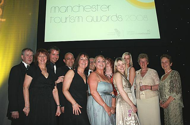 The full set of Rochdale's nominees at last year's awards; with staff from the Moss Lodge, Nutters Restaurant, Three Gates B & B and Healey Dell Nature Reserve. 