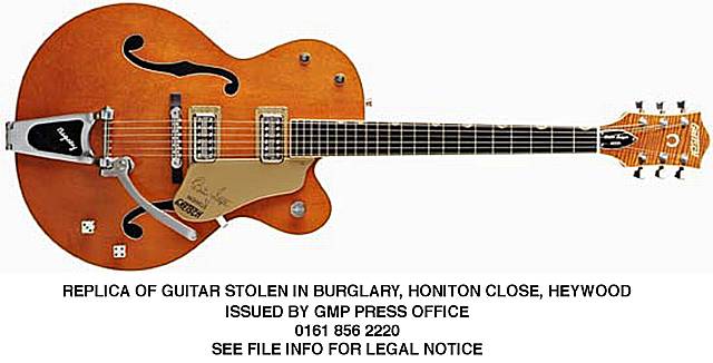 A Gretsch Brian Setzer 6120 guitar similar to the one stolen in the Heywood burglary