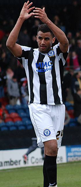 Goalscorer Howe claps the Dale fans at the final whistle