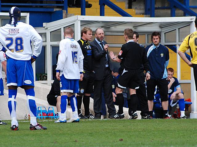 Rochdale manager Keith Hill points the finger at the referee