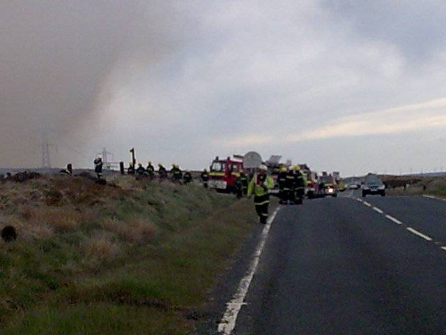 Firefighters tackle the Moorland fire close to the White House, Blackstone Edge