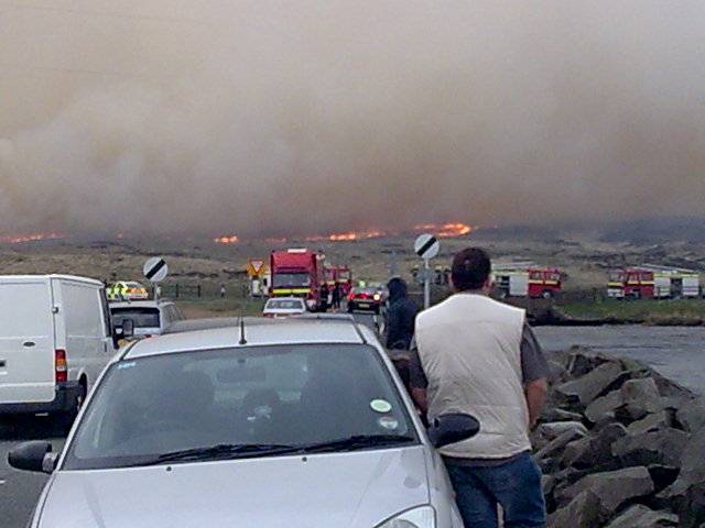 The Moorland fire seen from close to the White House, Blackstone Edge