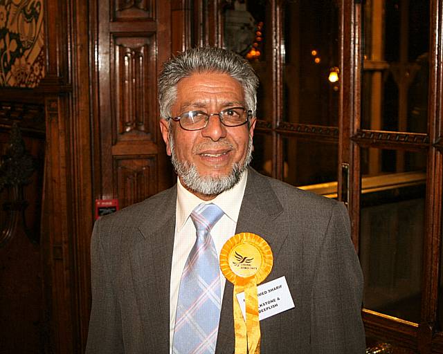 Lib Dem Councillor Mohammed Sharif winner of Milkstone & Deeplish ward