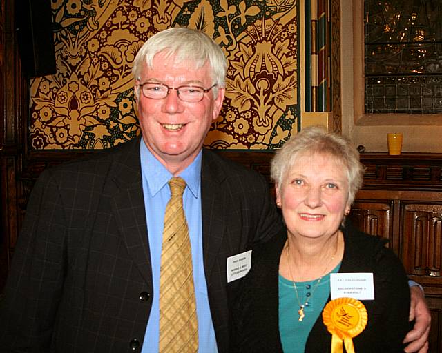 Pat Colclough Lib Dem winner of Balderstone & Kirkholt with MP Paul Rowen