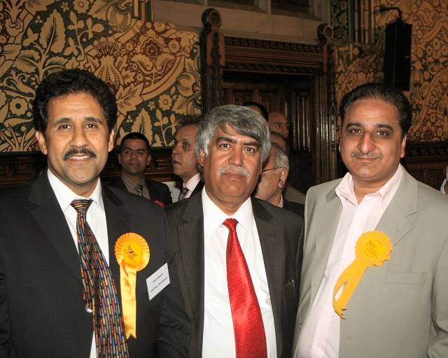 Zulfiqar Ali (right) Lib Dem winner of Central ward with supporters