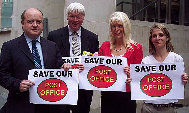 Paul Rowen MP (2nd left) with campaigning Rochdale Councillors (from left) Elwyn Watkins, Helen Foster-Grime and Wera Hobhouse