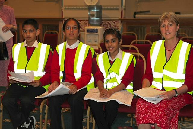 Heybrook Primary School pupils Fezaan Khan, Aliyah Ramzan, Faizah Faruque and headteacher Tina Wheatley