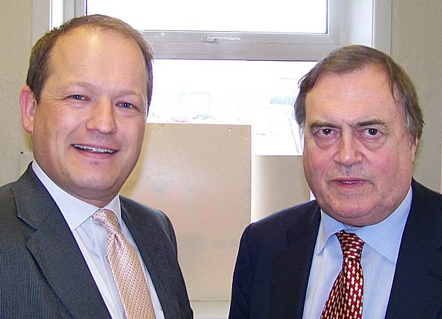 Rochdale's Labour Parliamentary Candidate Simon Danczuk and MP John Prescott 