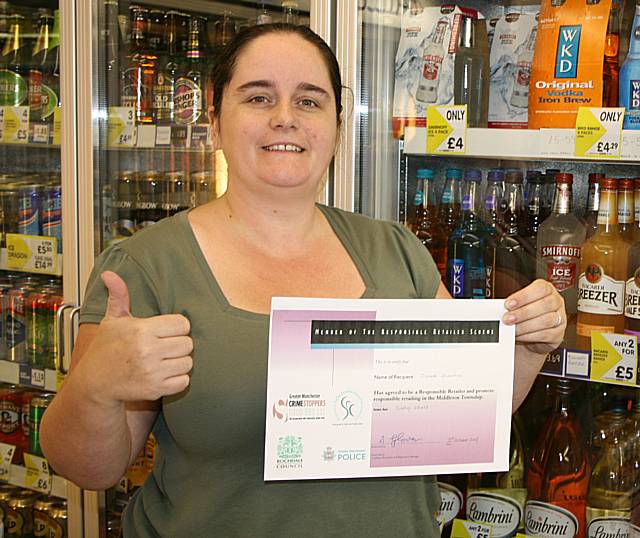 Joanne Donohue, Senior Branch Manager of Simply Drinks, joins 27 local retailers backing the council’s responsible retailers scheme.