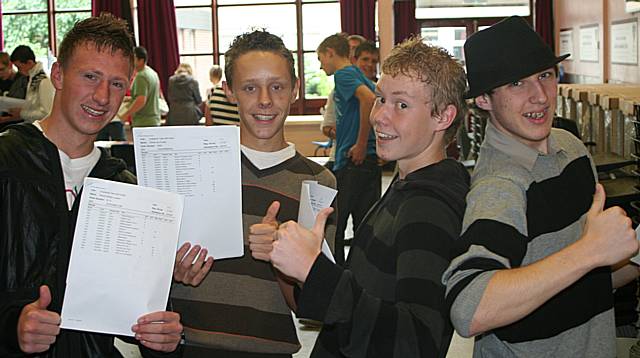 Siddal Moor pupils Michael Kozla, Jonathan Dermoldy, Daniel Forster and Robert Leyden are pleased with their results.