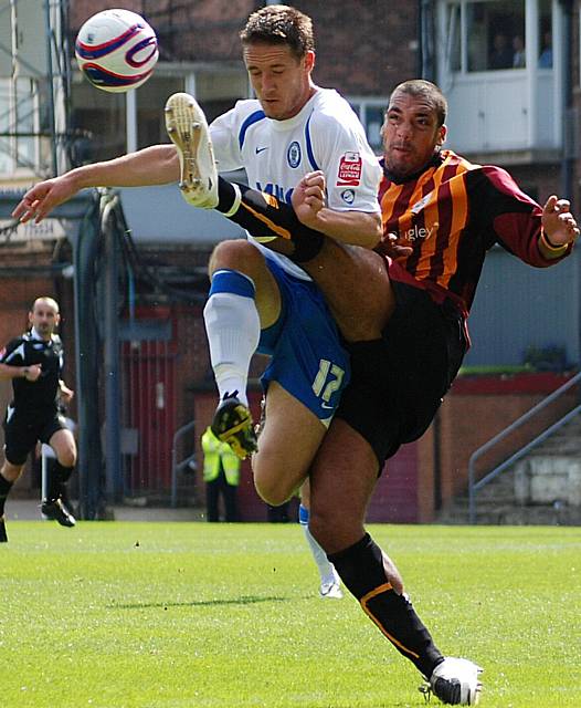 Defenders on top: Matt Clarke got the better of Jon Shaw throughout the afternoon