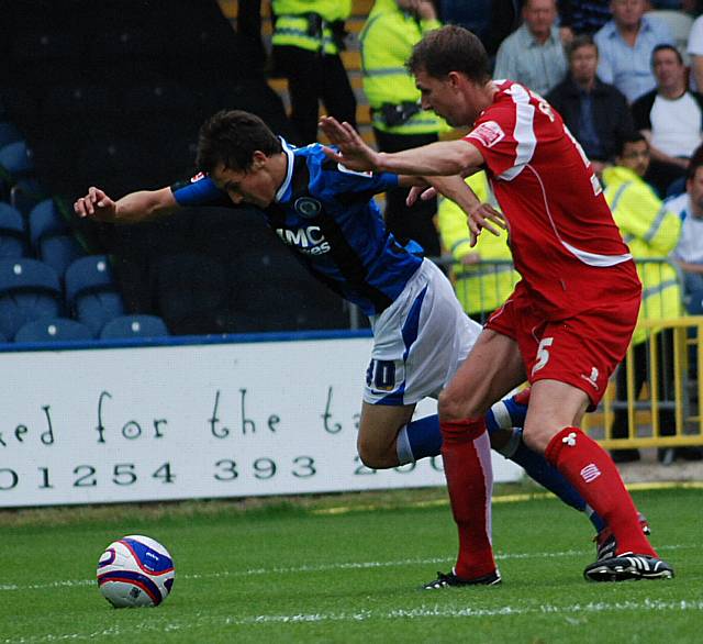 Buckley is felled by Futcher to win Rochdale's second penalty and this time Le Fondre makes no mistake